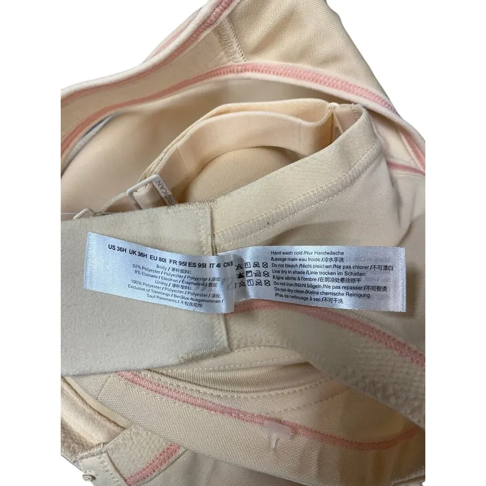 Syrokan Women's Size 36H Convertible Strap Underwire Sports Bra Beige Cream NWT